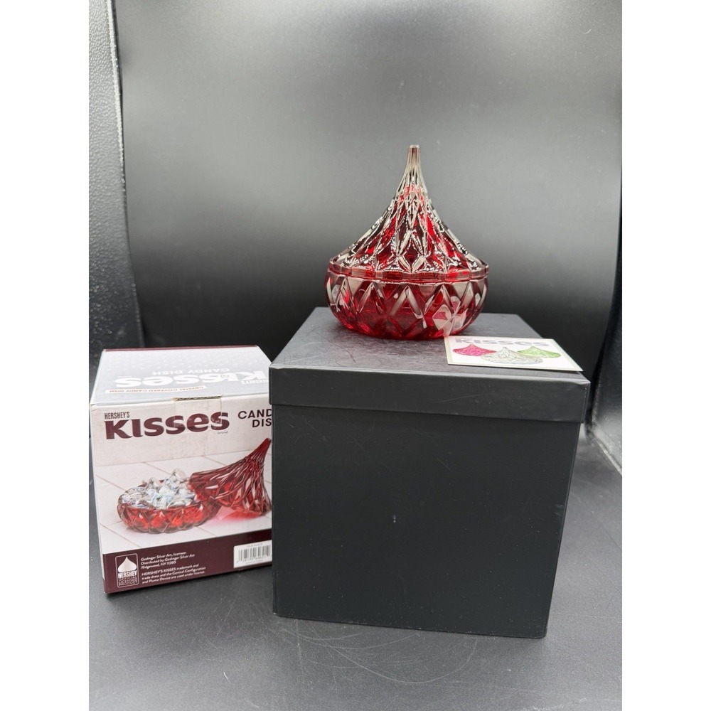 🍬❤️ Godinger Hershey's Kisses Crystal Candy Dish – "Shiny Iridescent Red"❤️🍬